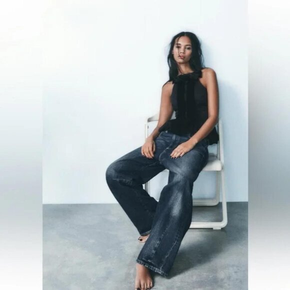 ZARA BOW BALLOON POPLIN TOP - Picture 3 of 6